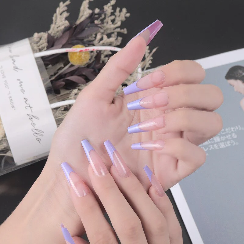 24pcs Strawberry Girl Long Ballet False Nails Art Removable Acrylic Press On Nail Tips - Image 54