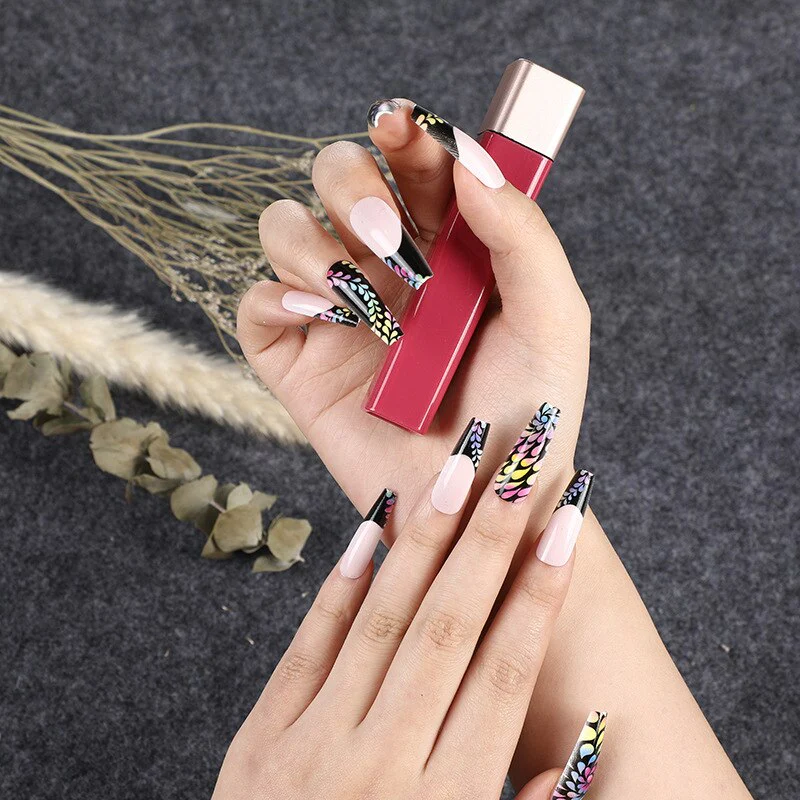24pcs Strawberry Girl Long Ballet False Nails Art Removable Acrylic Press On Nail Tips - Image 62