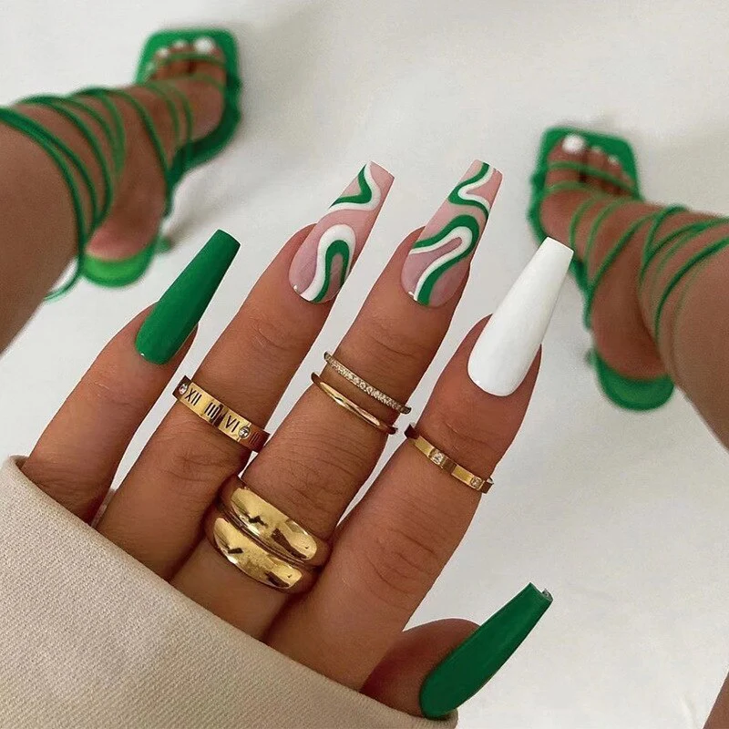 24pcs Strawberry Girl Long Ballet False Nails Art Removable Acrylic Press On Nail Tips - Image 63