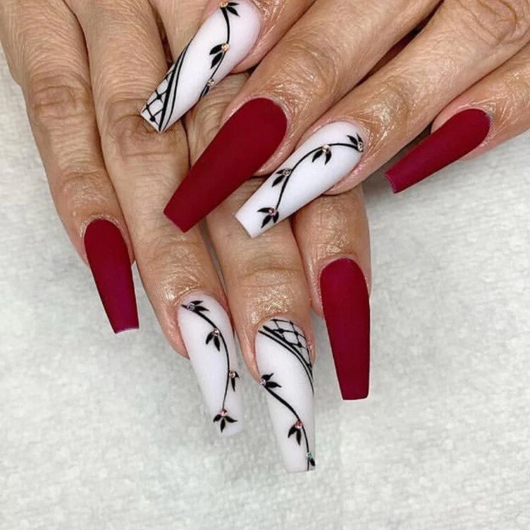 24pcs Strawberry Girl Long Ballet False Nails Art Removable Acrylic Press On Nail Tips - Image 64