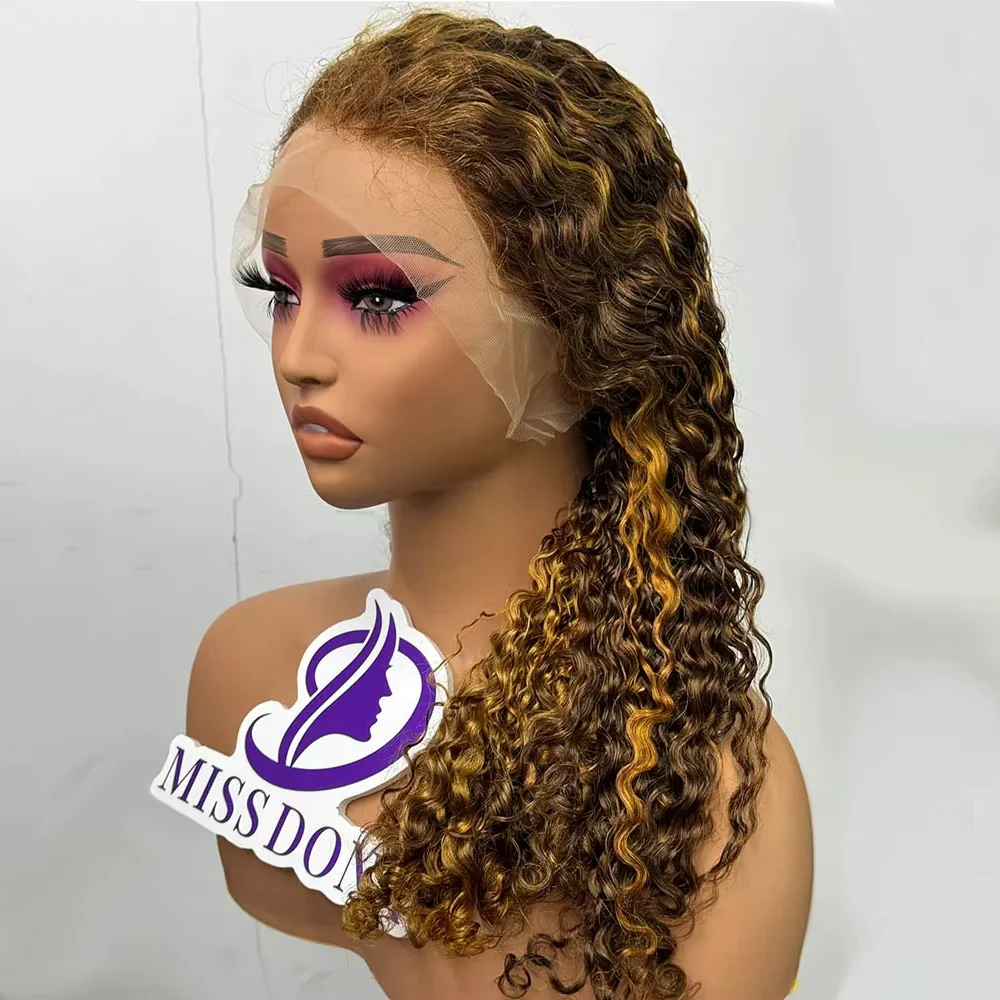 250% 12A Double Drawn Burmese Curl Curly Human Hair Wig 13x4 Lace Frontal Hair Wig Curls Human Hair Wigs Piano Color Hair Wig - Image 4