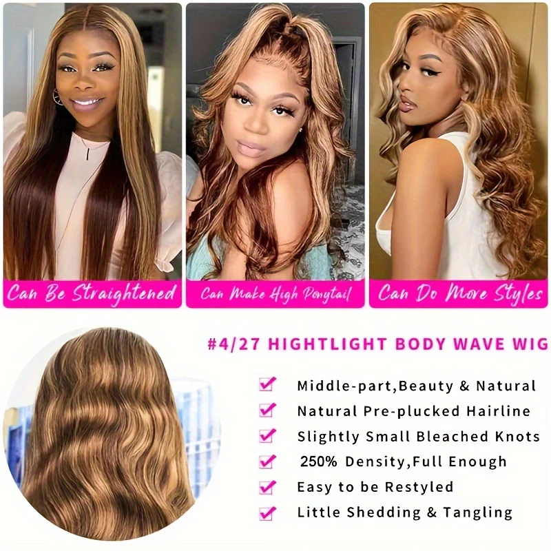 250% Density Ultra-Lush Honey Blonde Body Wave Wig - 13x6x1 T-Part Remy Human Hair with Pre-Plucked Natural Hairline & Baby Hair - Image 3