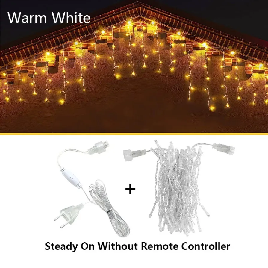 25M Icicle String Lights LED Fairy Lights Christmas Garland With Remote Control For New Year Party Wedding Garden Terrace Decor - Image 10