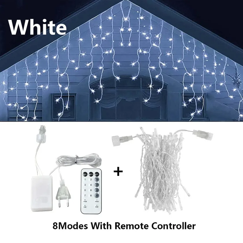 25M Icicle String Lights LED Fairy Lights Christmas Garland With Remote Control For New Year Party Wedding Garden Terrace Decor - Image 8