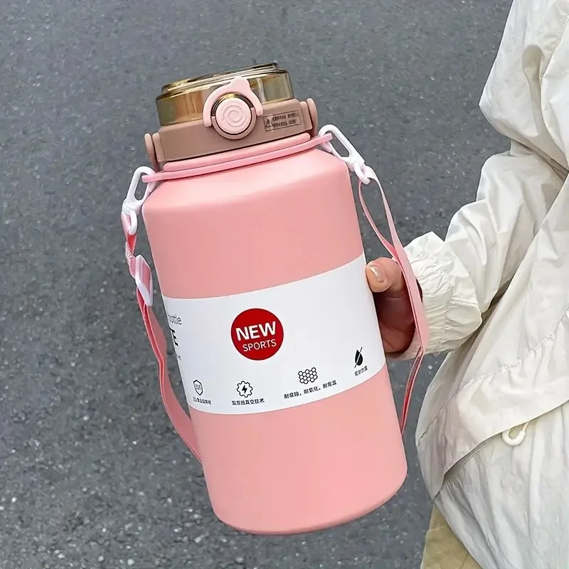 2L/ 67.63oz Large Capacity Stainless Steel Insulated Tumbler with Handle, Ice-Keeping and Thermal Straw, Sports Water Bottle - Image 10