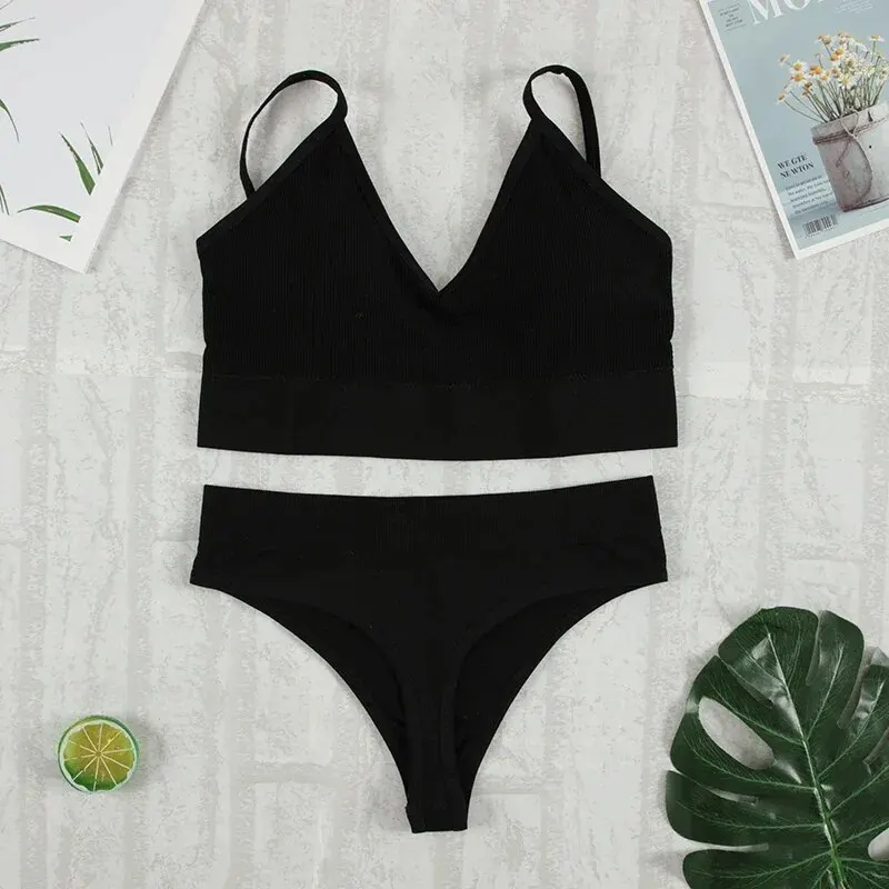 2Pcs Bra Set Underwear Set Women Panties Sexy G-String Seamless Bralette Female Lingerie Soft Tank Crop Top - Image 11