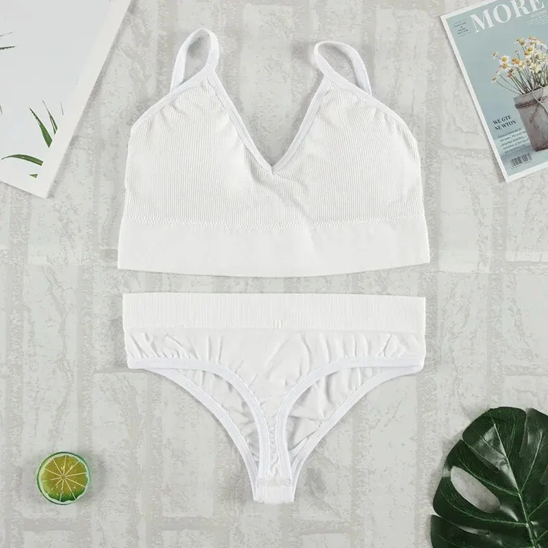 2Pcs Bra Set Underwear Set Women Panties Sexy G-String Seamless Bralette Female Lingerie Soft Tank Crop Top - Image 9