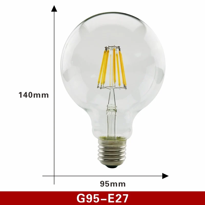 2pcs E27 E14 Retro Edison LED Filament Bulb Lamp AC220V Light Bulb C35 G45 A60 ST64 G80 G95 G125 Glass Bulb Vintage Light - Image 10