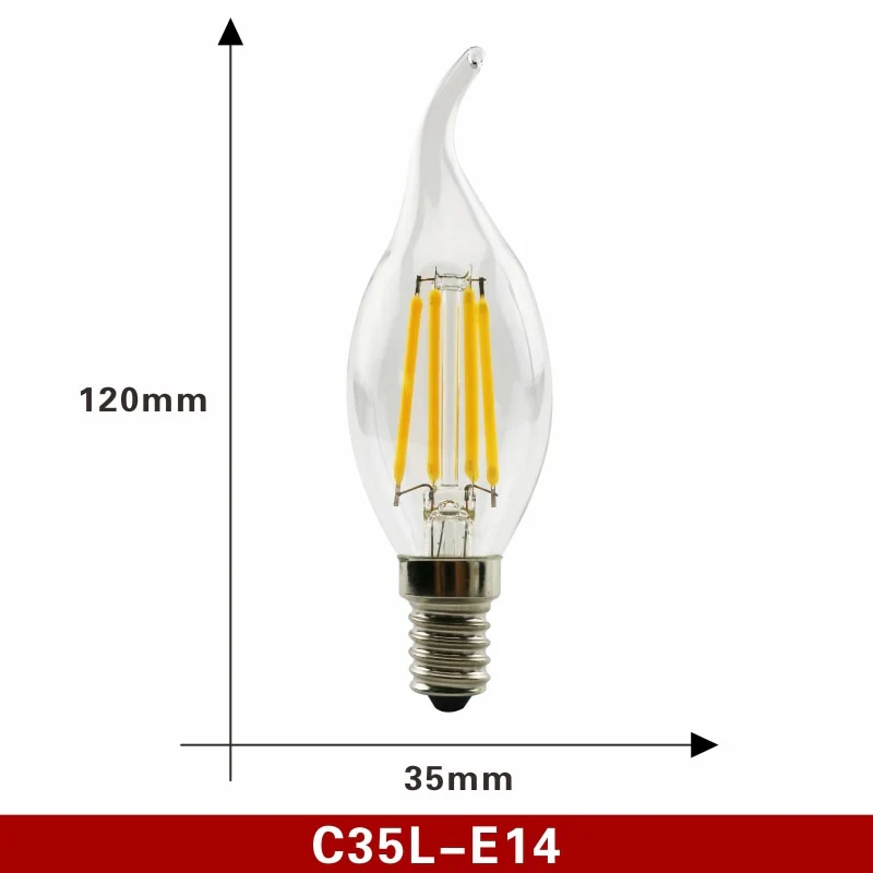 2pcs E27 E14 Retro Edison LED Filament Bulb Lamp AC220V Light Bulb C35 G45 A60 ST64 G80 G95 G125 Glass Bulb Vintage Light - Image 7