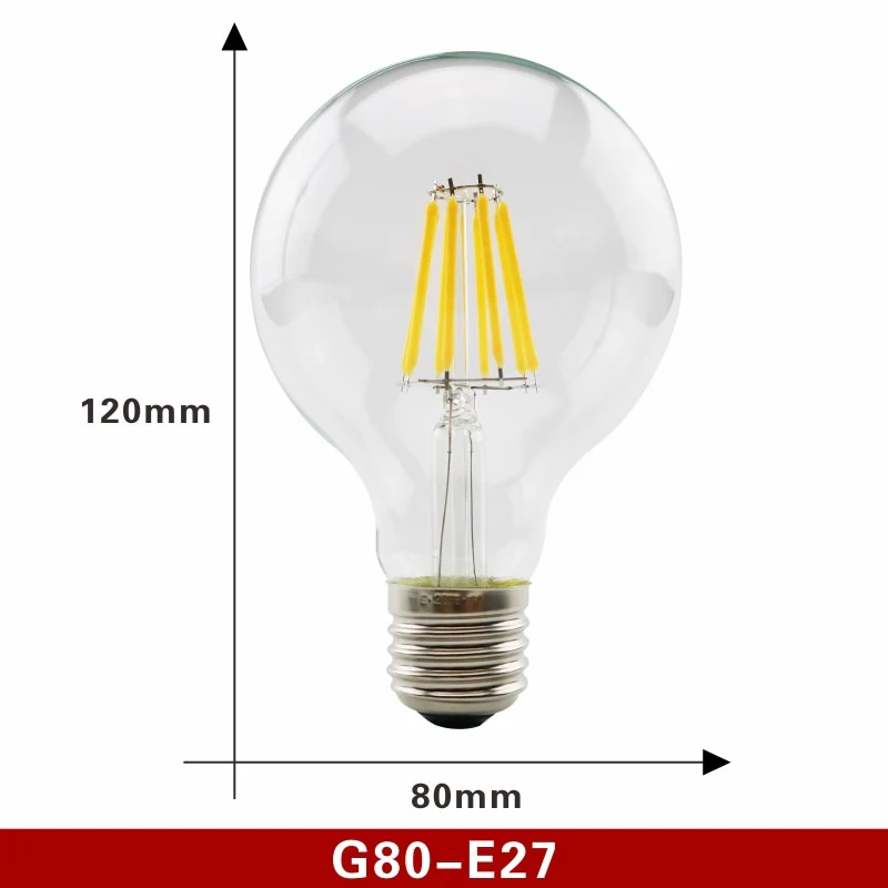 2pcs E27 E14 Retro Edison LED Filament Bulb Lamp AC220V Light Bulb C35 G45 A60 ST64 G80 G95 G125 Glass Bulb Vintage Light - Image 9