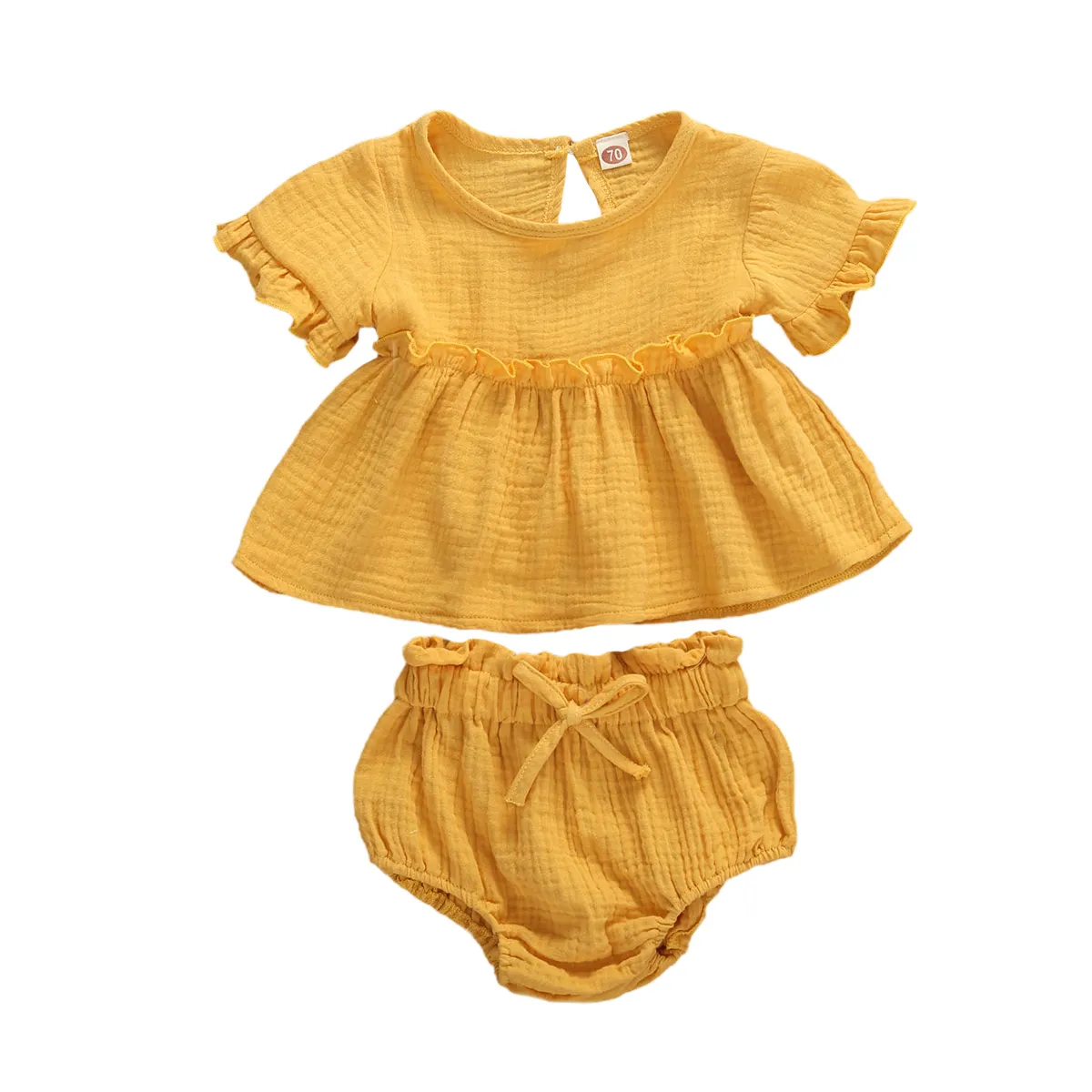 2pcs Newborn Infant Baby Girls Clothes Sets Cute Cotton Soft Solid Ruffles Short Sleeve T Shirts Tops+Shorts Outfits Suit - Image 11