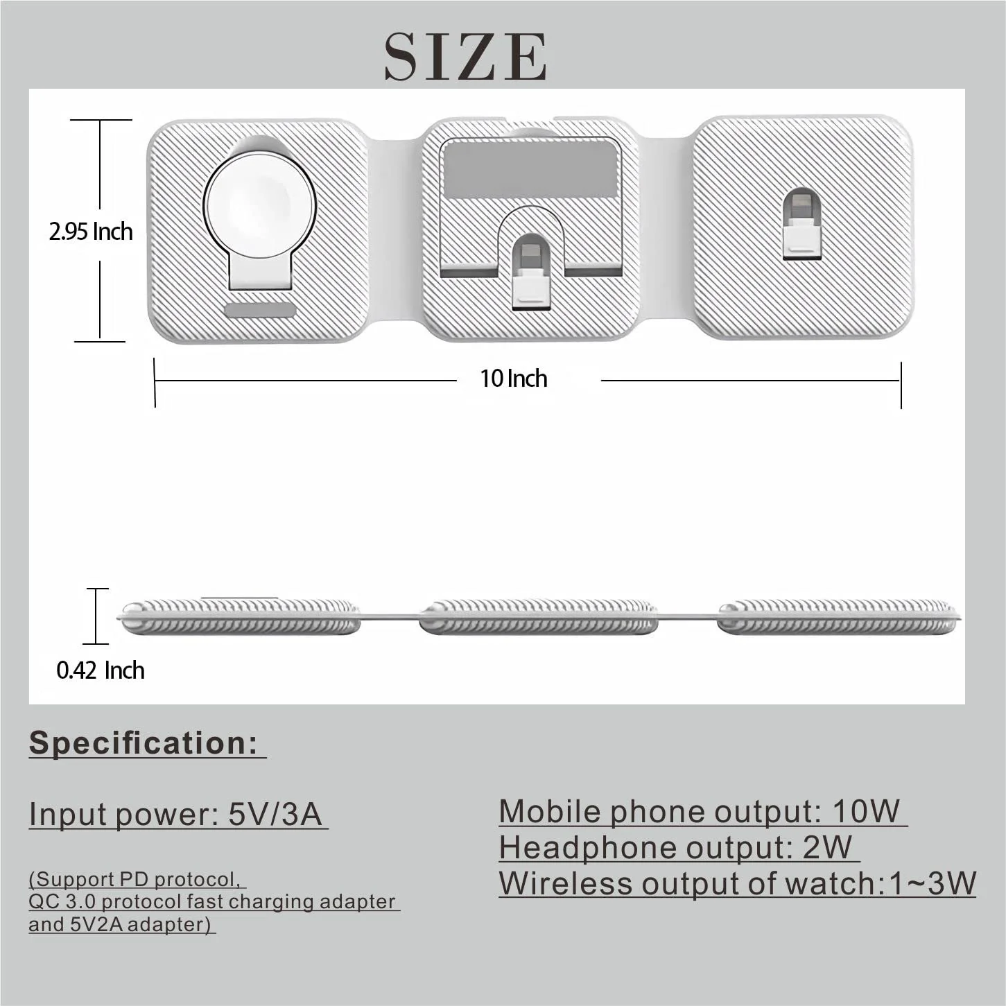 3 in 1 Wireless Charger,Foldable 3 in 1 Wireless Charging Station,Fast Wireless Charging Pad,Charging Dock Stand Compatible with iPhone 14/Pro/Max/Plus/13/12 Series,AirPods 3/2/Pro,iWatch 8-1 (Black) - Image 4