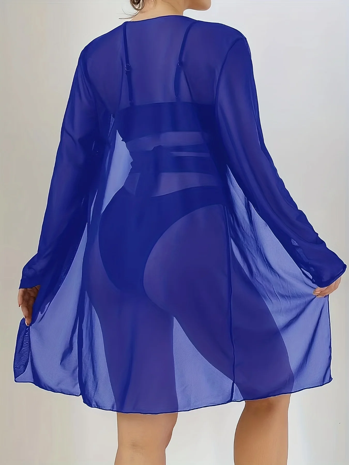 3-Pieces V Neck Bikini Sets, Criss Cross Strap High Cut With Cover Up Shirt Long Sleeves Bathing Suit, Women's Swimwear & Clothing - Image 7