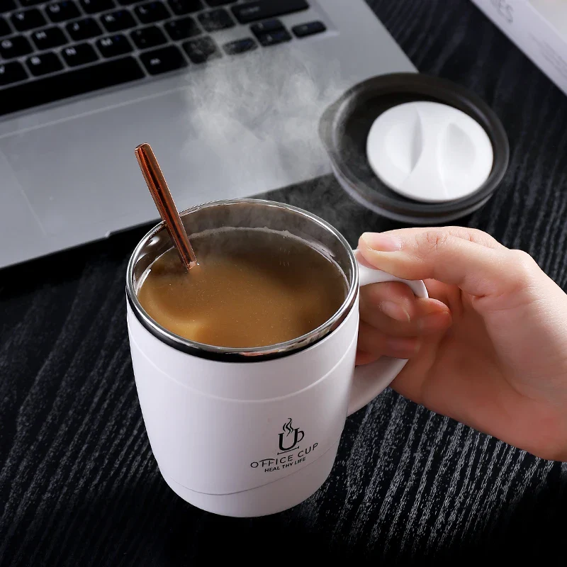 304 Stainless Steel Coffee Cup Mug With Lid Insulated Coffee Mug Double Wall Coffee Tumbler With Handle Heat-resistant Drinkware - Image 2