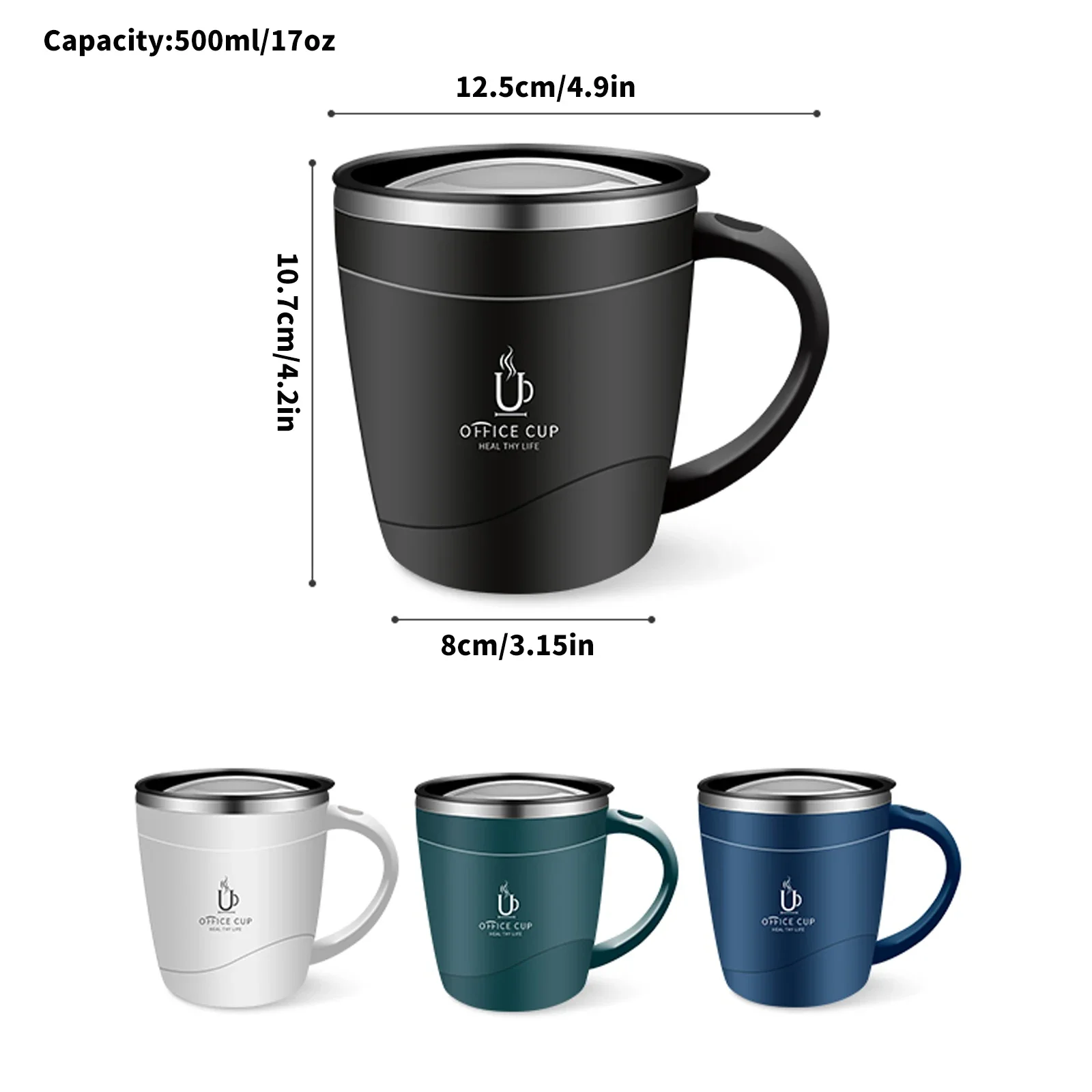 304 Stainless Steel Coffee Cup Mug With Lid Insulated Coffee Mug Double Wall Coffee Tumbler With Handle Heat-resistant Drinkware - Image 6