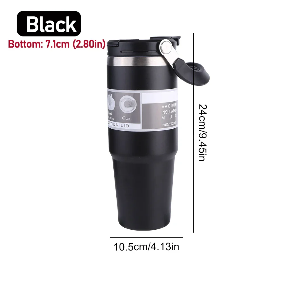 30oz Vacuum Insulated Cup with Handle Double-Layer Insulated Cup Stainless Steel Sports Water Bottle for Cold Hot Beverages - Image 10
