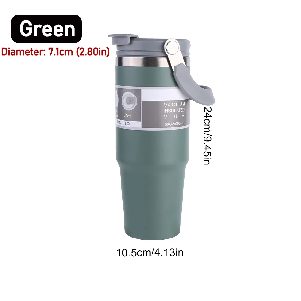 30oz Vacuum Insulated Cup with Handle Double-Layer Insulated Cup Stainless Steel Sports Water Bottle for Cold Hot Beverages - Image 11