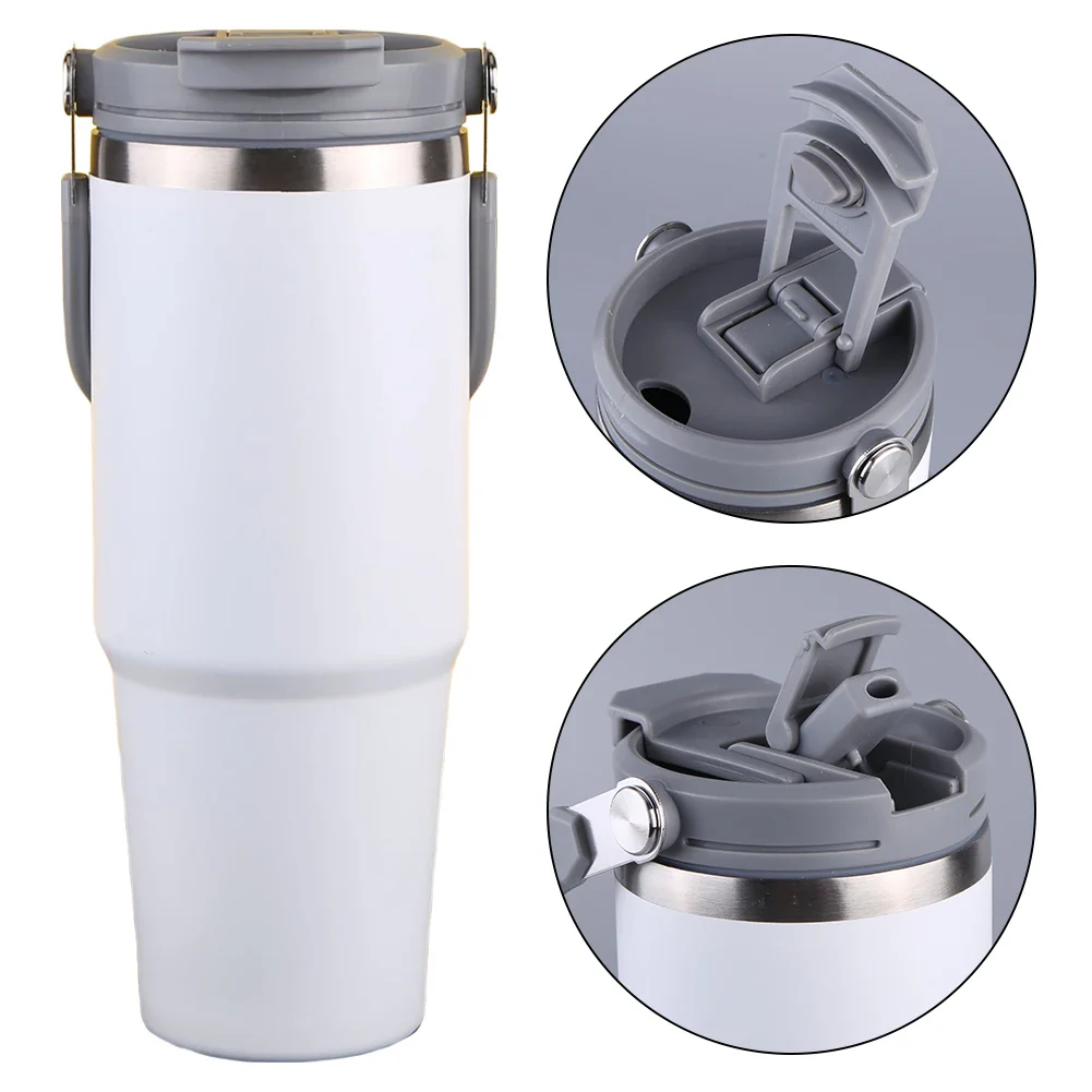 30oz Vacuum Insulated Cup with Handle Double-Layer Insulated Cup Stainless Steel Sports Water Bottle for Cold Hot Beverages - Image 5