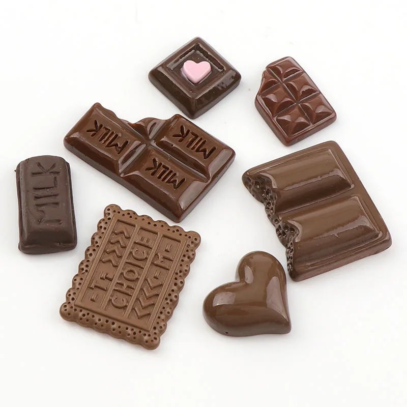 30PC Chocolate Resin Flatback Flat Back Cabochon Kawaii DIY Resin Craft Decoration Miniature Resin Cream Bread Food For Phone - Image 2