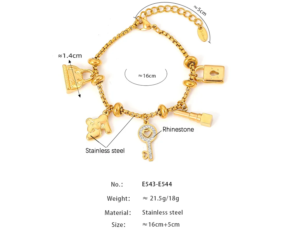 316L Stainless Steel Charm Bracelet For Women 18K Gold Plated Waterproof No Tarnish Women's Multiple Different Pendant Bracelets - Image 10
