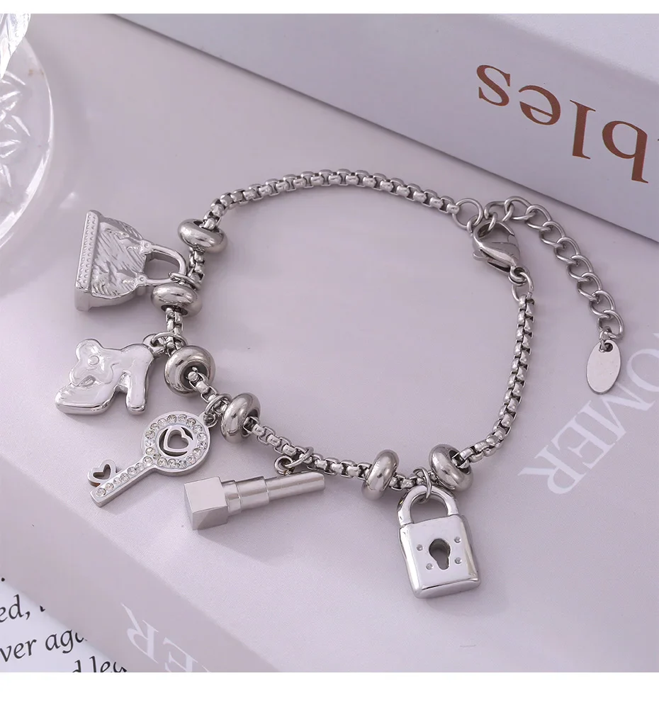 316L Stainless Steel Charm Bracelet For Women 18K Gold Plated Waterproof No Tarnish Women's Multiple Different Pendant Bracelets - Image 20