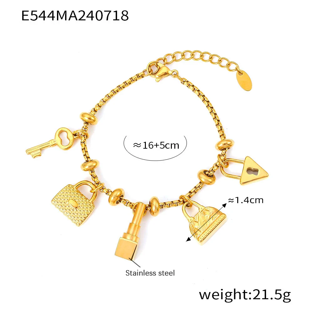 316L Stainless Steel Charm Bracelet For Women 18K Gold Plated Waterproof No Tarnish Women's Multiple Different Pendant Bracelets - Image 25