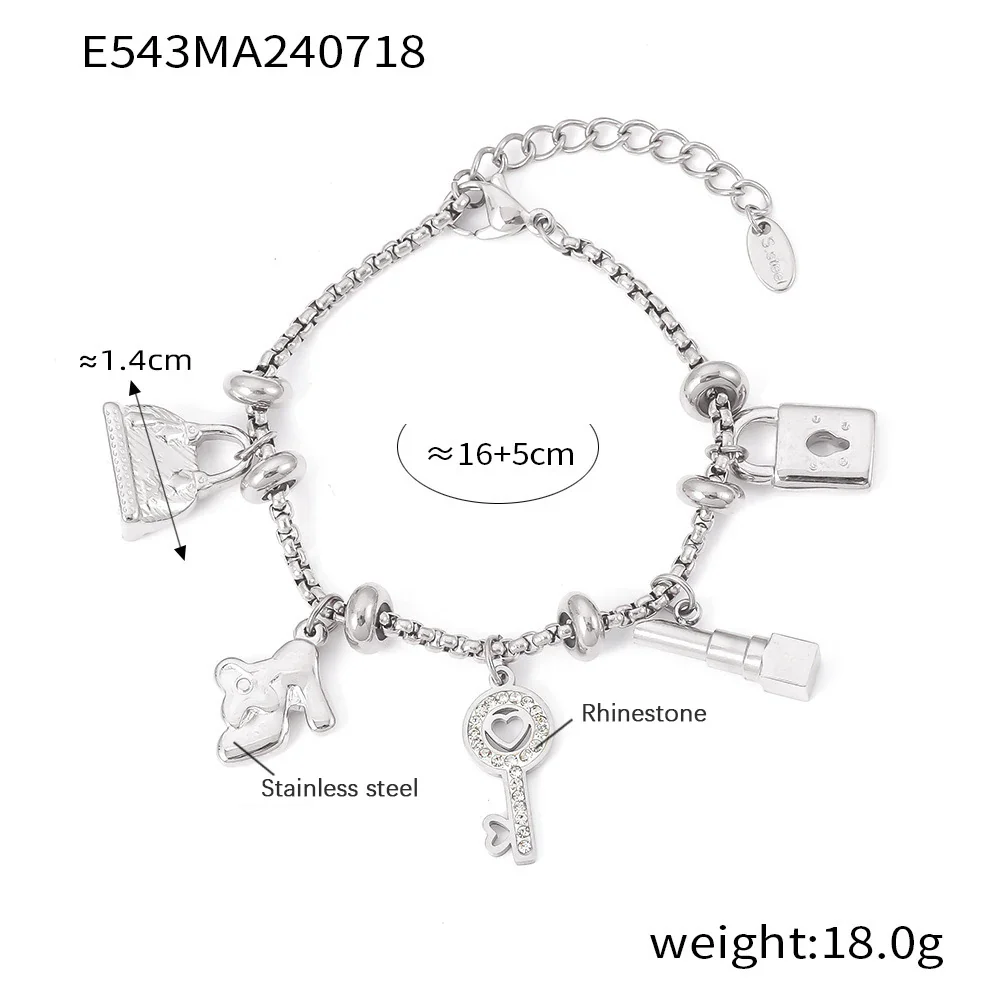 316L Stainless Steel Charm Bracelet For Women 18K Gold Plated Waterproof No Tarnish Women's Multiple Different Pendant Bracelets - Image 26