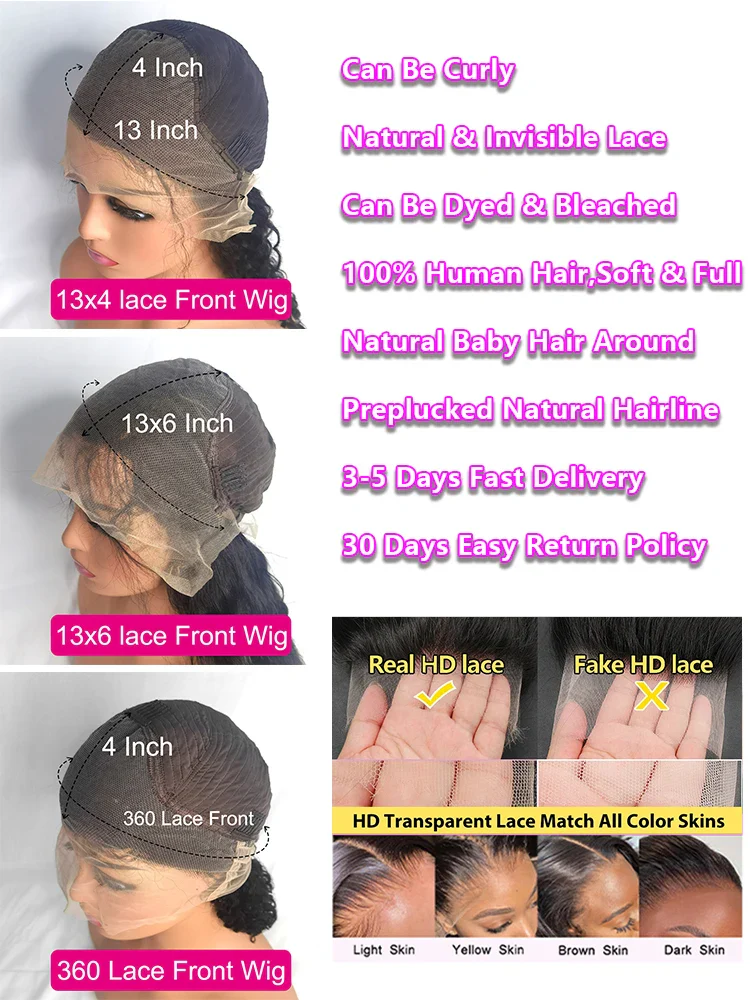 360 13x6 Hd Lace Straight Human Hair Wigs 220 Density Transparent Bone Straight Lace Front Wigs 40 Inch Brazilian Human Hair Wig - Image 6