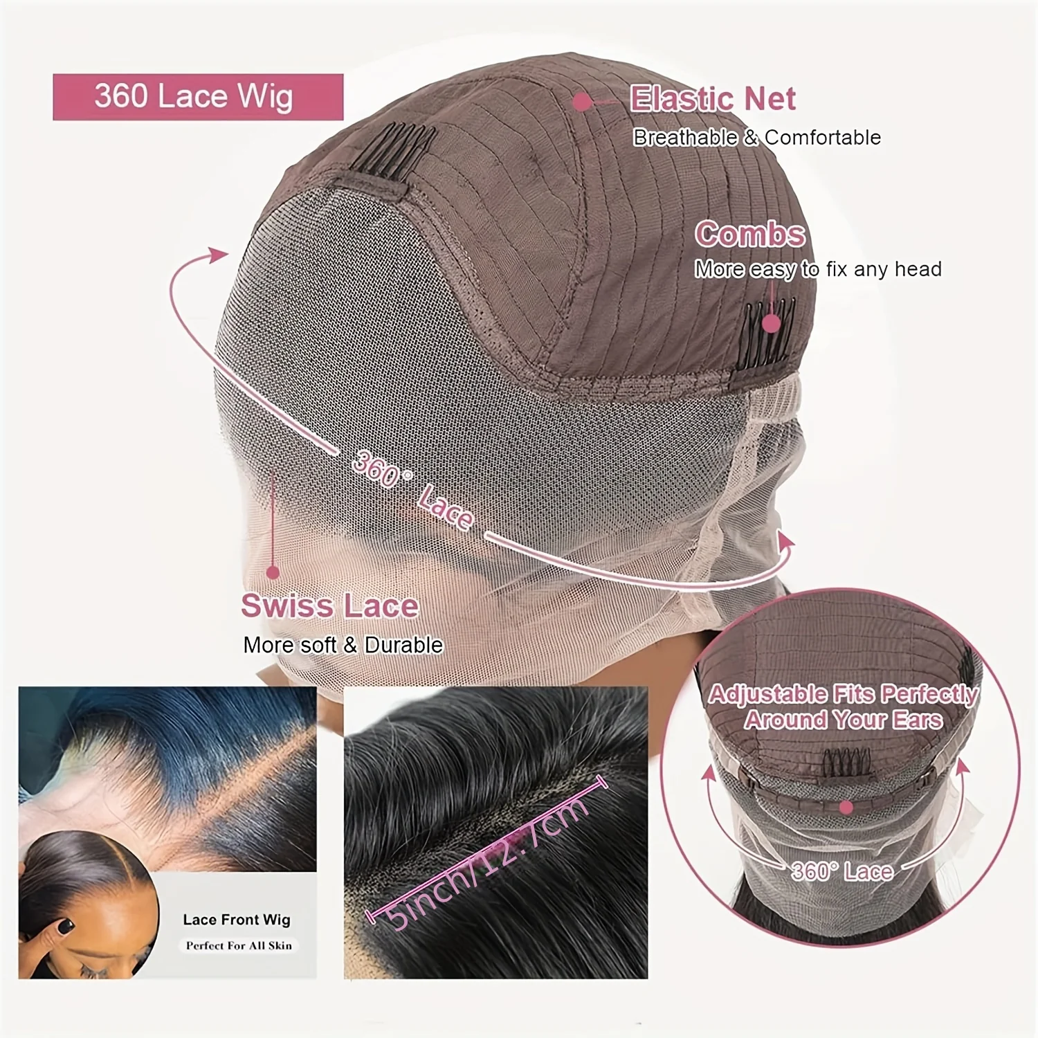 360 Lace Front Wigs Pre Plucked 150% Density Human Hair 360 HD Lace Frontal Wigs Body Wave Wig For Women With Baby Hair Natural Color (16-34 Inch, Natural Color) - Image 4