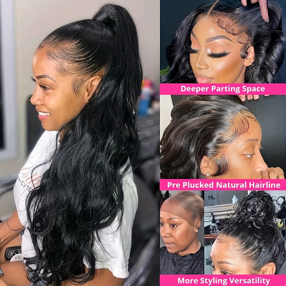 360 Lace Front Wigs Pre Plucked 150% Density Human Hair 360 HD Lace Frontal Wigs Body Wave Wig For Women With Baby Hair Natural Color (16-34 Inch, Natural Color) - Image 7