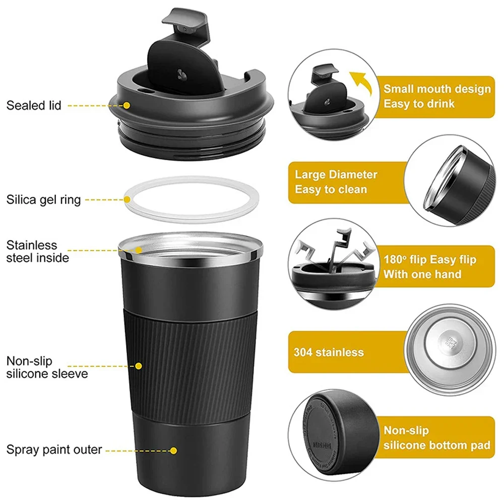380ML/510ML Stainless Steel Coffee Cup Insulated Bottle Vacuum Flask with Lid Keep Drinks Hot or Cold Office Home Thermal Mug - Image 5