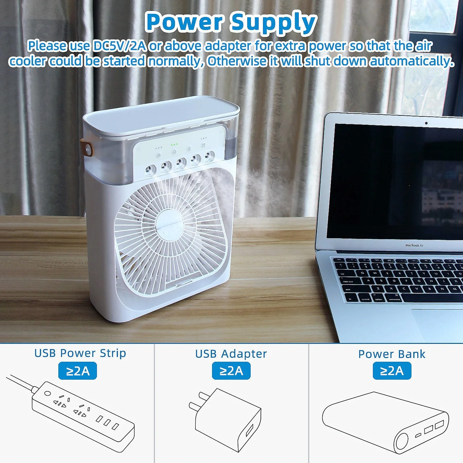 3In1 Desktop Electric Fan Air Cooler Water Cooling Spray Fan Portable Air Conditioner USB Humidification Fan Mini Air Humidifier - Image 7