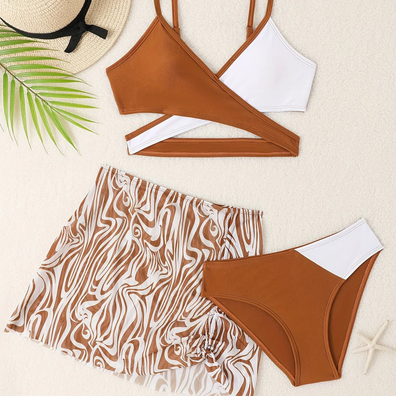 3pcs Fashionable Girls Bikini Swimwear Set - Comfortable, Quick-Dry Bathing Suit with Adjustable Straps - Perfect Sun-Ready Summer Clothes for Beach Vacations - Image 11