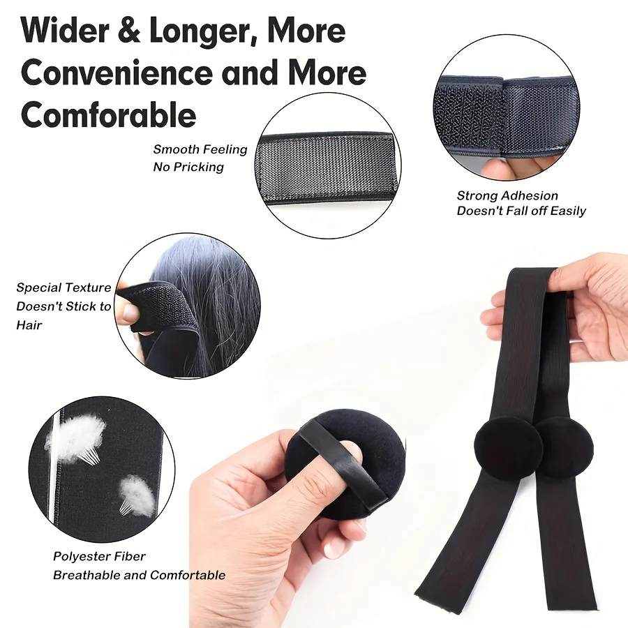 3pcs Lace Wig Edge Bands with Ear Protectors - Elastic, Logo Design for Secure Laying - Image 3