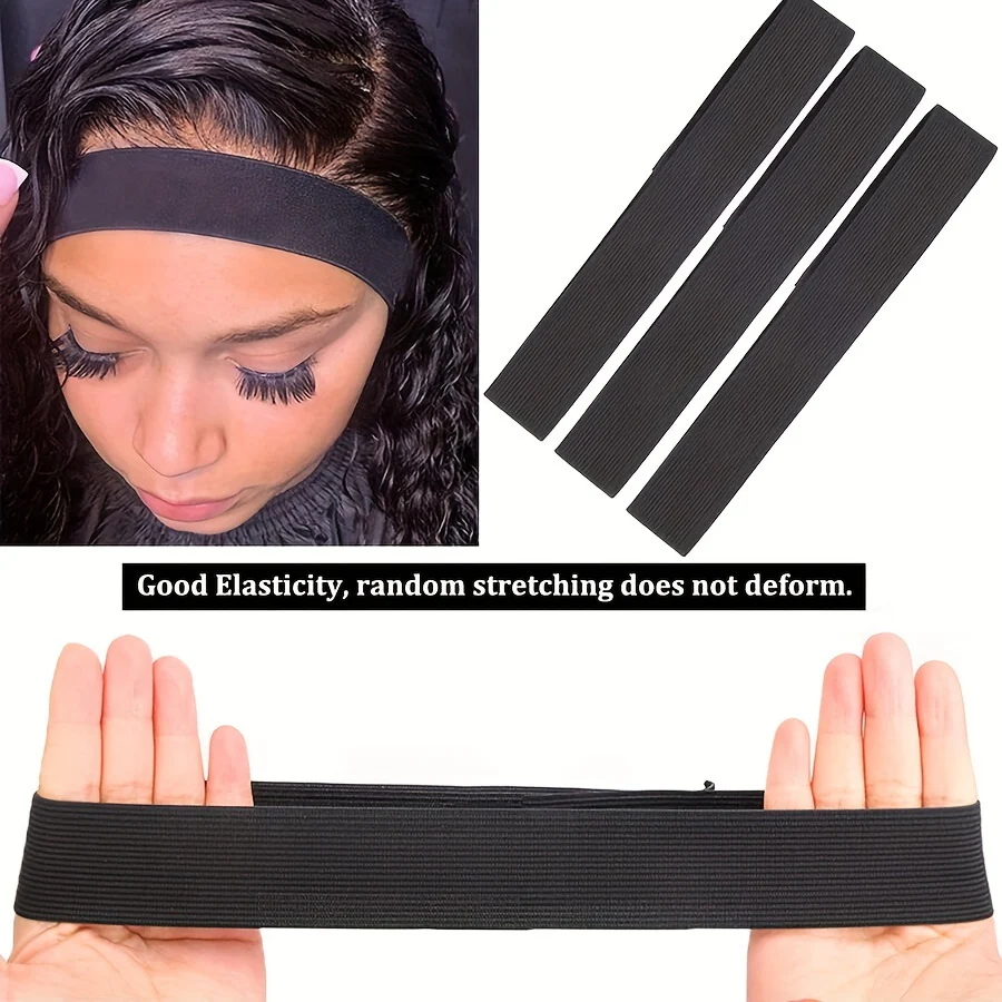 3pcs Lace Wig Edge Bands with Ear Protectors - Elastic, Logo Design for Secure Laying - Image 7