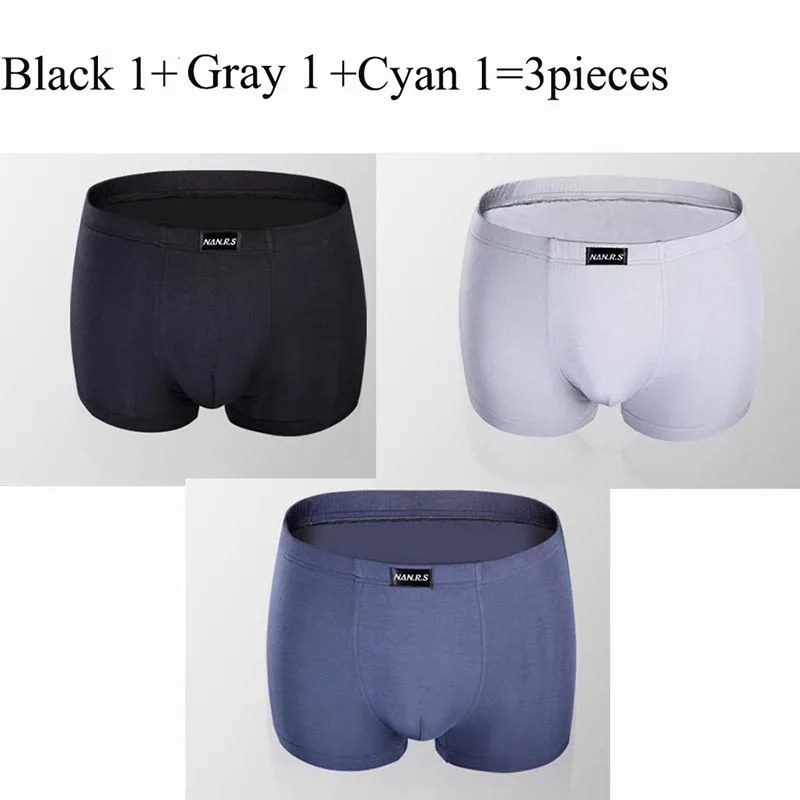 3pcs Soft Bamboo Fiber Men's Panties Shorts Sexy Male Underwear Boxers Modal Man Underpants Solid Colors XXXL - Image 12