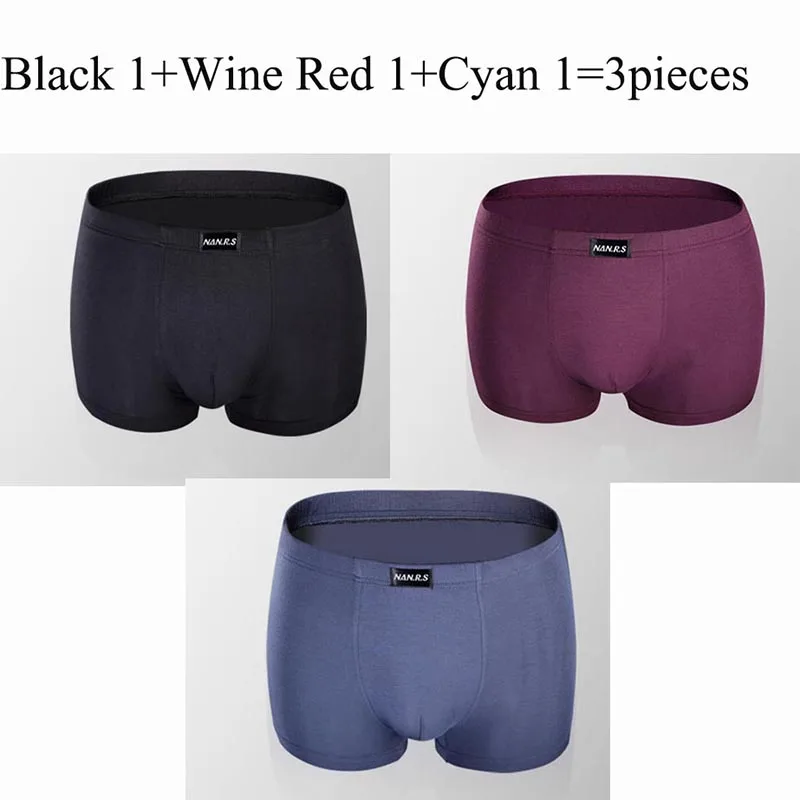 3pcs Soft Bamboo Fiber Men's Panties Shorts Sexy Male Underwear Boxers Modal Man Underpants Solid Colors XXXL - Image 13