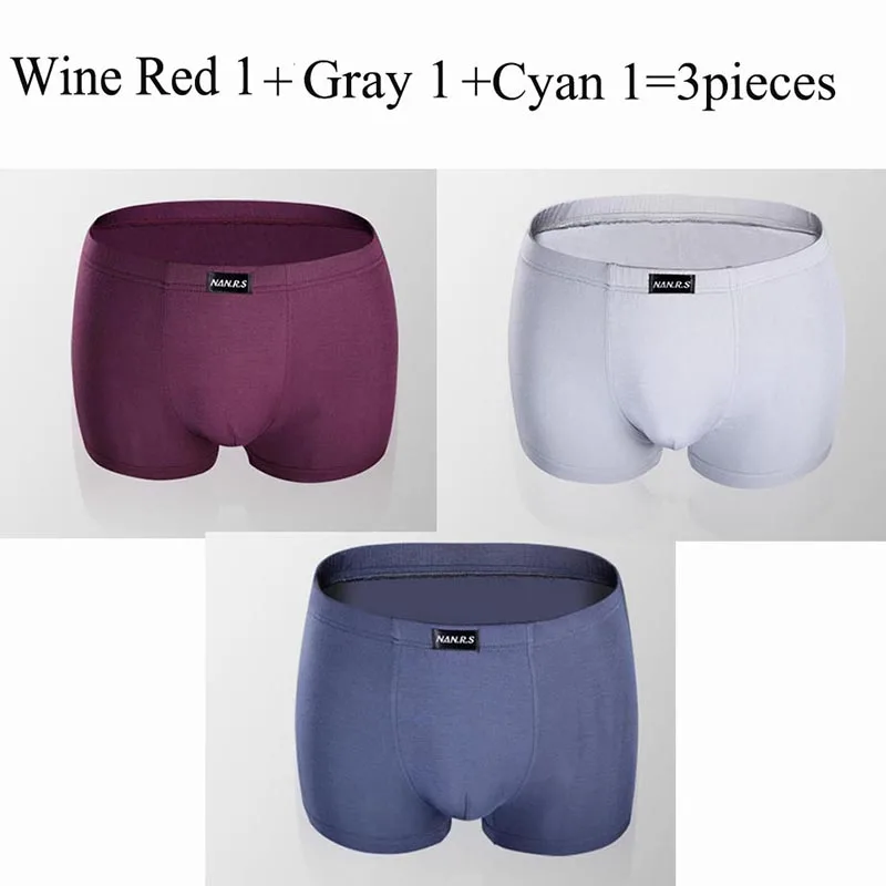3pcs Soft Bamboo Fiber Men's Panties Shorts Sexy Male Underwear Boxers Modal Man Underpants Solid Colors XXXL - Image 17