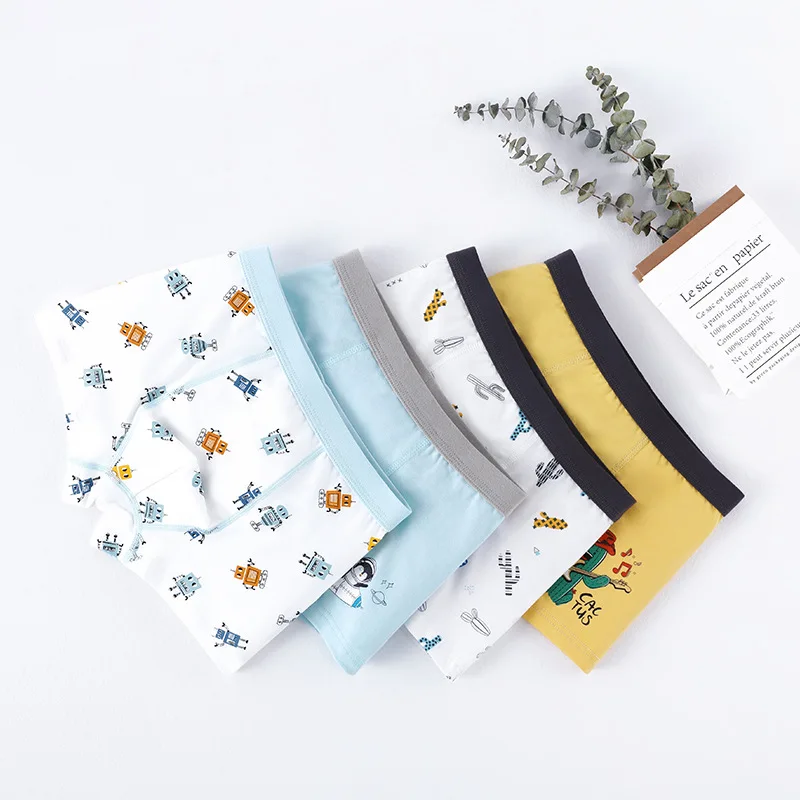4 Pcs High Quality Children's Underwear for Kids Cartoon Cat Shorts Soft Cotton Underpants Boys Teenage Striped Panties 4-16T - Image 12