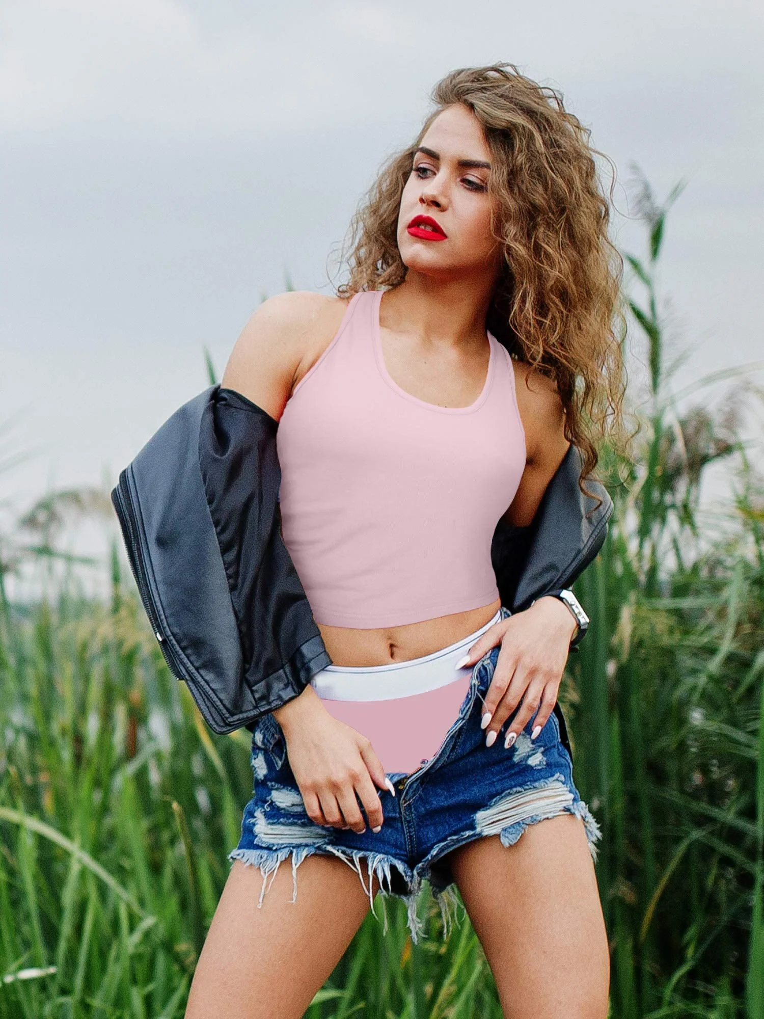 4 Pieces Basic Crop Tank Tops Sleeveless Racerback Crop Sport Top for Women (Leather Pink, Coffee, Serenity, Dark Red,Small) - Image 6