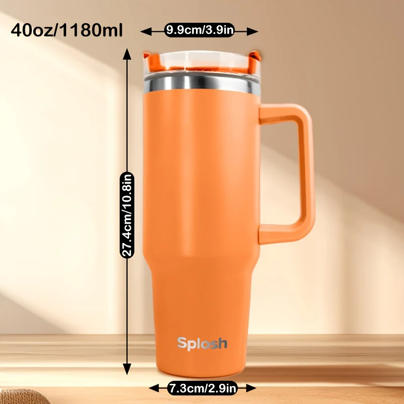 40 Oz. Insulating Glass With Handle And Straw Cover, Vacuum Reusable Stainless Steel Water Bottle, Double-layer Vacuum Insulation, Beverage Insulation And Long-lasting Cold Preservation. Coffee Cups, Christmas Cups, Local War - Image 4