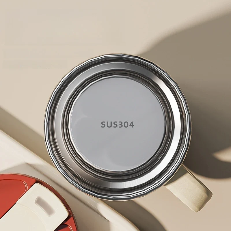 400ml 304 Stainless Steel Coffee Cup Mug with Lid Double-Wall Insulated Cup with Handle & Lid Heat-resistant Drinkware - Image 4