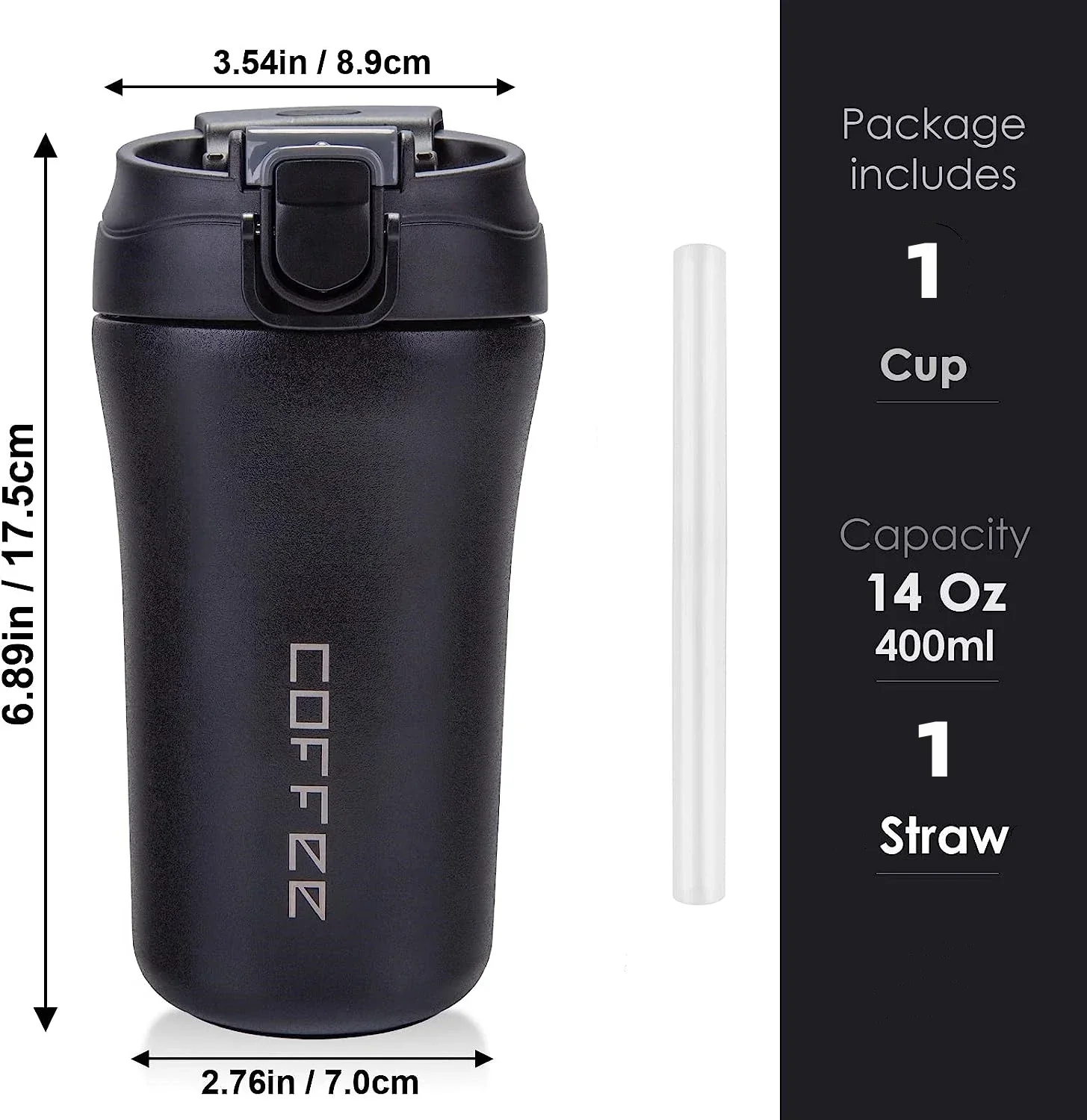 400ml Coffee Cup Stainless Steel Thermos with Straw Double-layer Vacuum Insulated Bounce Cup Portable Travel Car Creative Cup - Image 5