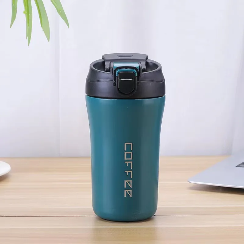 400ml Coffee Cup Stainless Steel Thermos with Straw Double-layer Vacuum Insulated Bounce Cup Portable Travel Car Creative Cup - Image 8