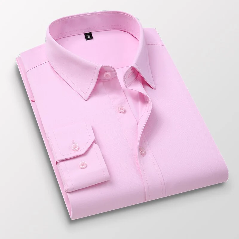 40kg-130kg Men's Casual Long Sleeve Shirt Work Business White Black Slim Fit Shirt For Men - Image 6