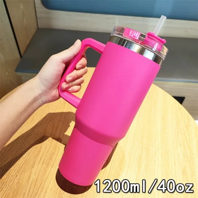 40oz 304 stainless steel vacuum insulated water cup with handle, straw cover, car portable sports travel cup leak proof design - Image 10