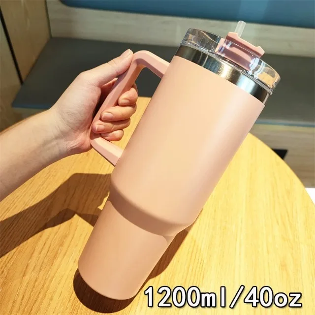 40oz 304 stainless steel vacuum insulated water cup with handle, straw cover, car portable sports travel cup leak proof design - Image 11