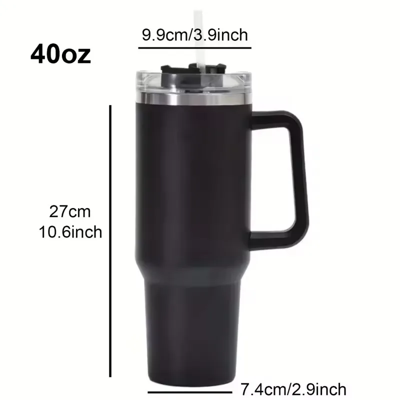 40oz 304 stainless steel vacuum insulated water cup with handle, straw cover, car portable sports travel cup leak proof design - Image 6