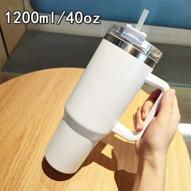40oz 304 stainless steel vacuum insulated water cup with handle, straw cover, car portable sports travel cup leak proof design - Image 7