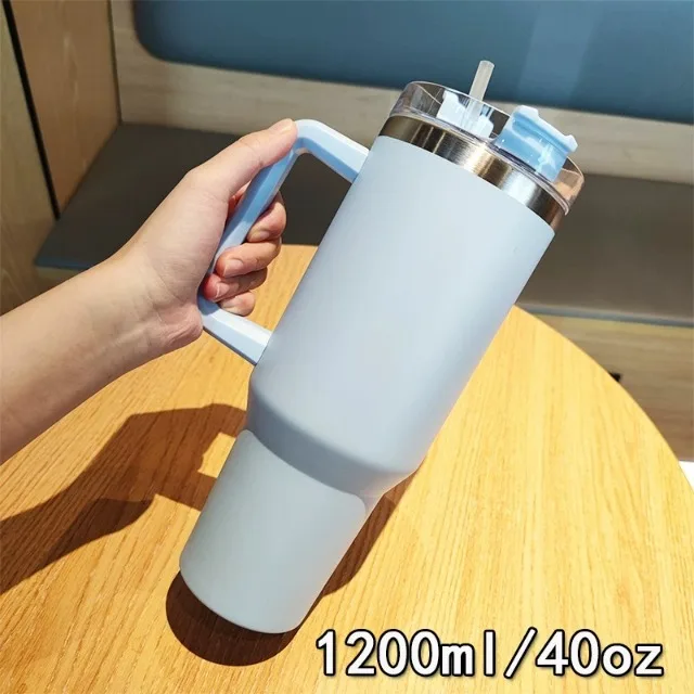 40oz 304 stainless steel vacuum insulated water cup with handle, straw cover, car portable sports travel cup leak proof design - Image 8